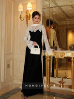 Lace Long Sleeve Black Mermaid Evening Dress