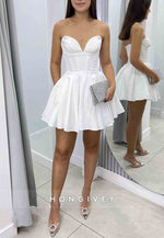 Simple A-Line Pleated Sweetheart Back Zipper Short Homecoming Dresses