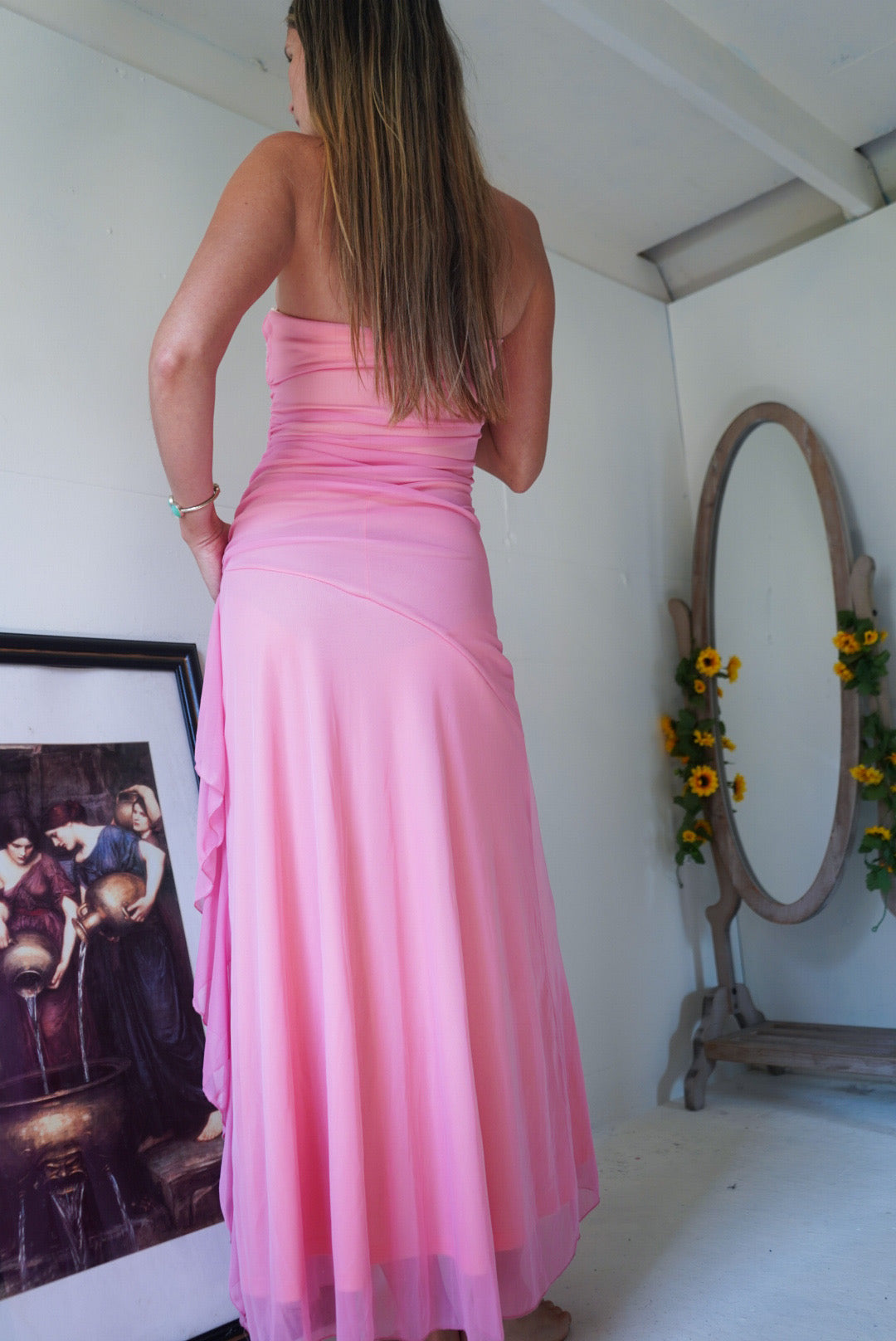 Sequins Applique Strapless Sleeveless Mermaid Prom Dress