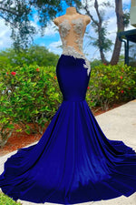 Hidais Shining Sleeveless V Neck Mermaid Long Prom Dress With Appliques