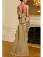 One Shoulder Sleeveless Sequins Sparkle Mermaid Ankle-Length Evening Dress