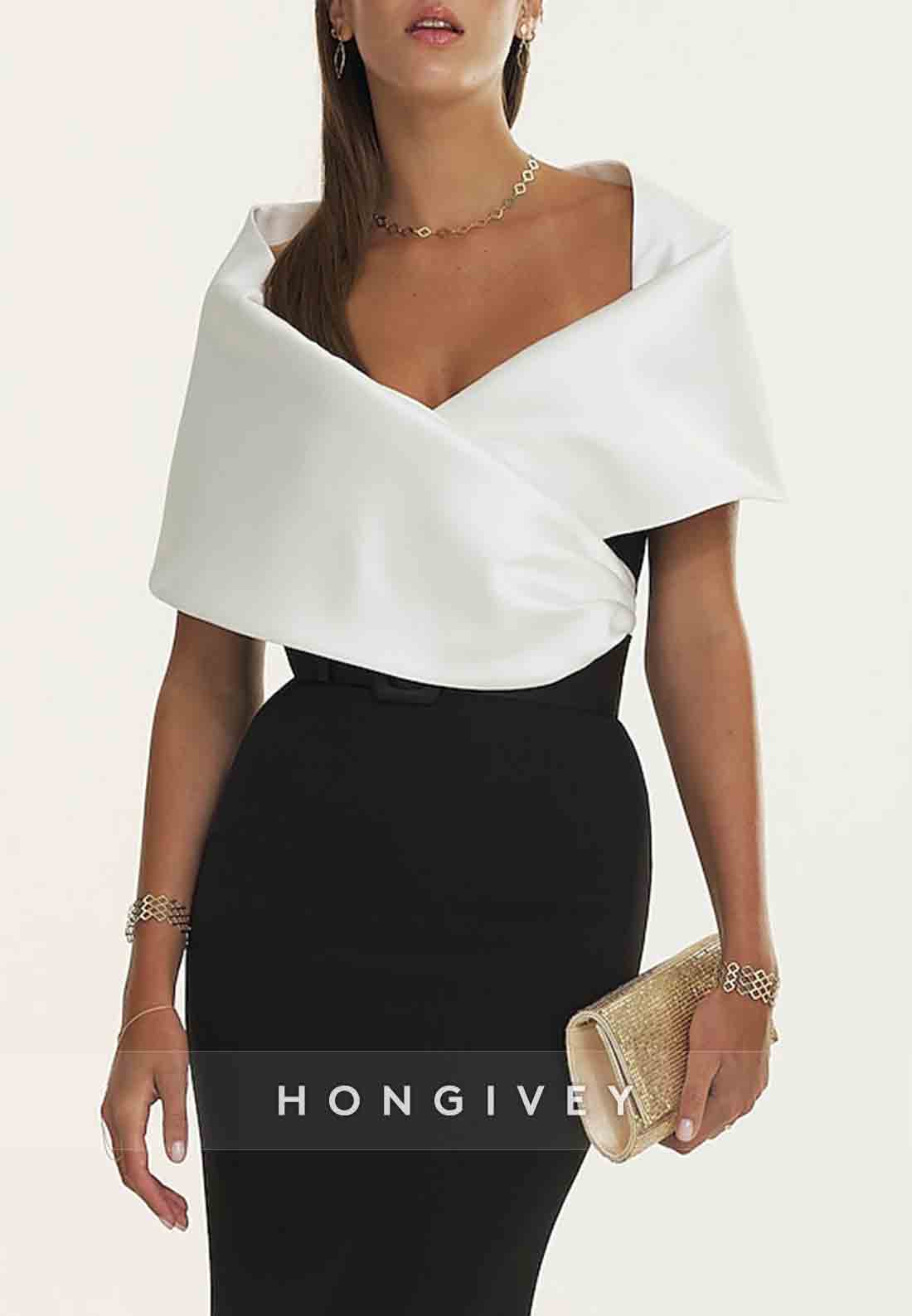 Simple Shawl Satin Floor-Length Wedding Guest Dress Mermaid Evening Gowns