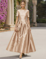 Half Sleeve A-Line Ankle-Length Evening Dress