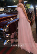 Pink Strapless A-Line Halter Neck Floor-Length Wedding Guest Dress