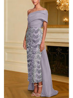 One Shoulder Sleeveless Sequins Sparkle Mermaid Ankle-Length Evening Dress