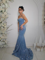 Spaghetti Straps Sleeveless Sequins Sparkle Mermaid Floor-Length Prom Dress
