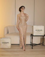 Sequins Sparkle Mermaid Sleeveless Side Ankle-Length Prom Dress