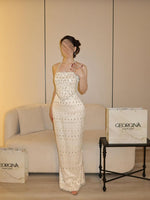 Luxury Beaded Halter Sleeveless Mermaid Sparkle Floor-Length Evening Dress