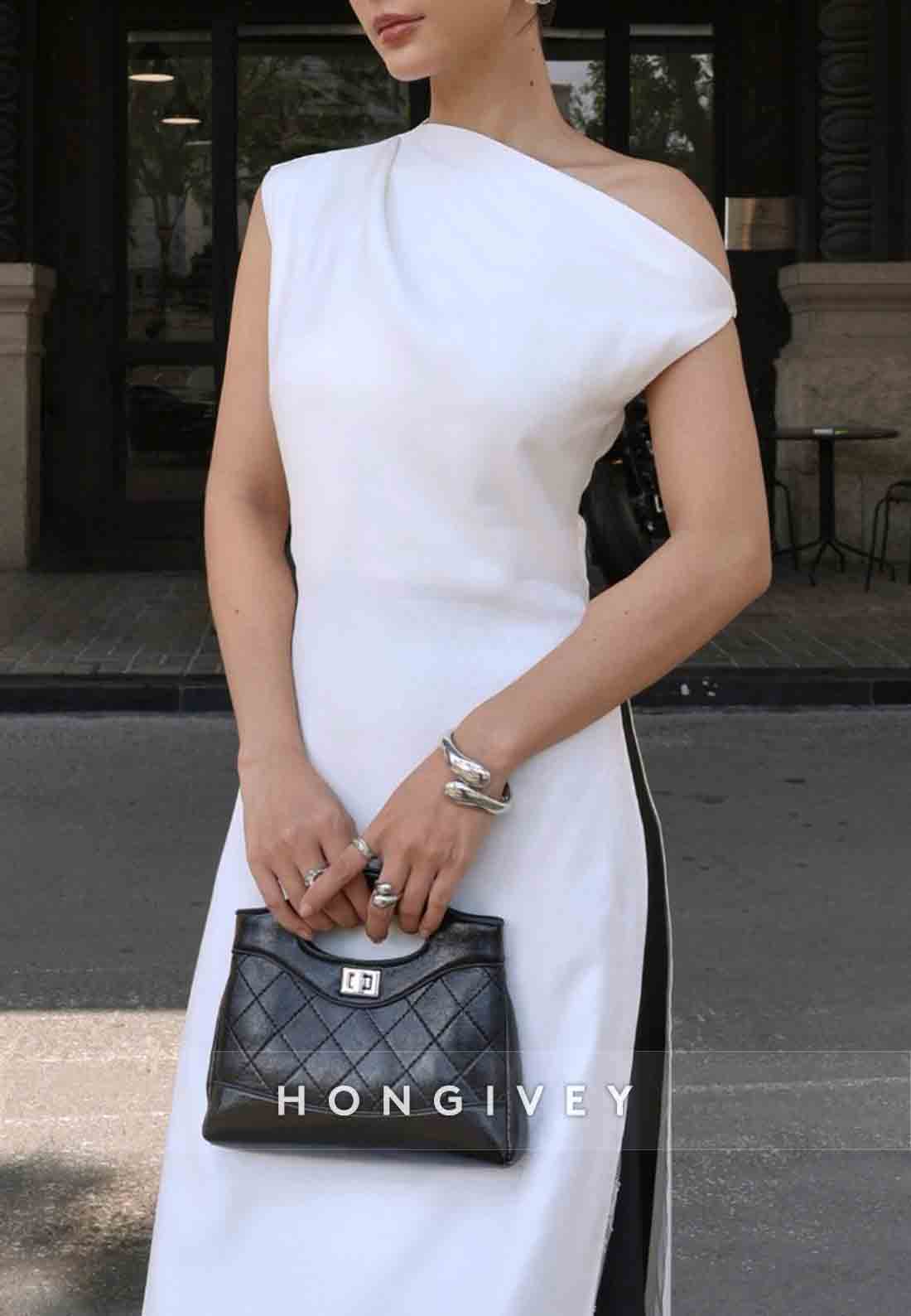 One Shoulder Ankle-Length Simple Sleeveless Pleated Lace Evening Gowns