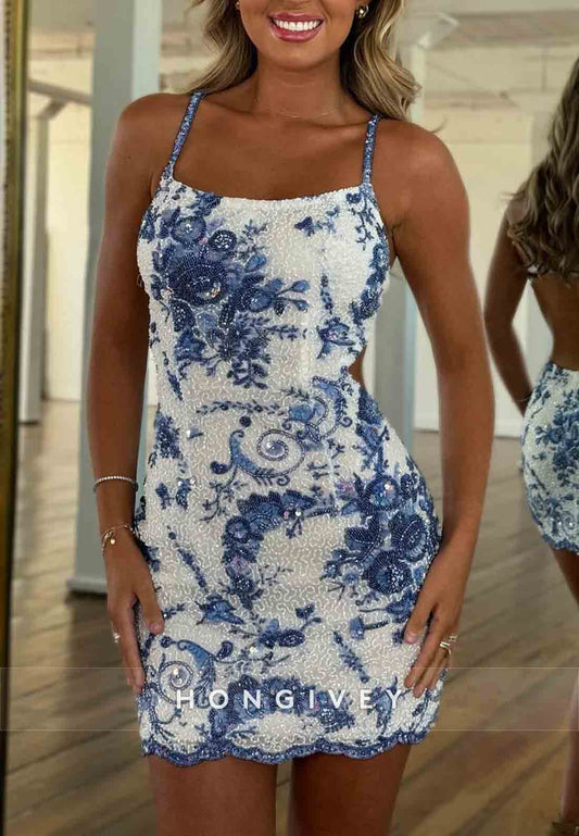 Backless Regular Straps Embroidery Sleeveless Mini Homecoming Dresses