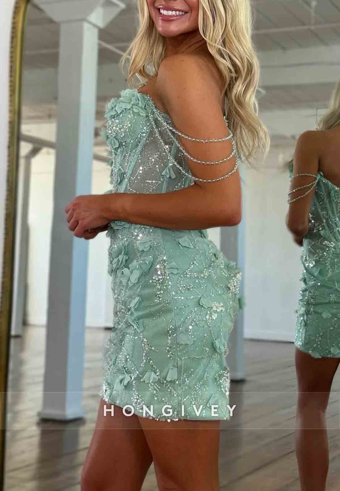 Sweetheart Flowers Embroidery Low Back Sheath Mini Homecoming Dresses