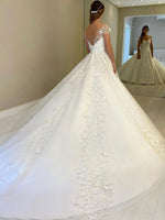 Gorgeous Off Shoulder White Lace Aline Wedding Dress Open Back