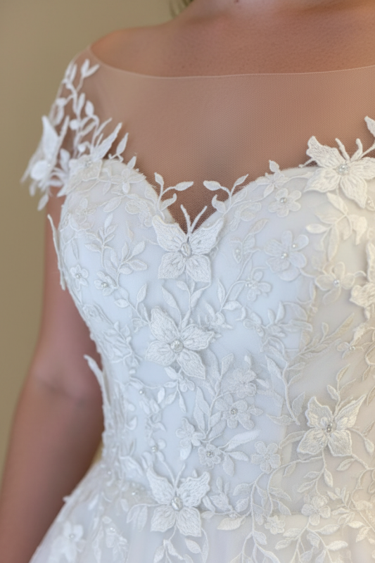 Gorgeous Off Shoulder White Lace Aline Wedding Dress Open Back