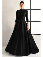 High Neck 3/4 Sleeve A-Line Applique Evening Dress Mother of the Bride Dress