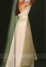 Sparkly Strapless A-Line Floor-Length Evening Gown with Beading