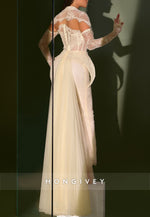 Long Sleeves Lace Sweetheart Sheath Ankle-Length Evening Gowns