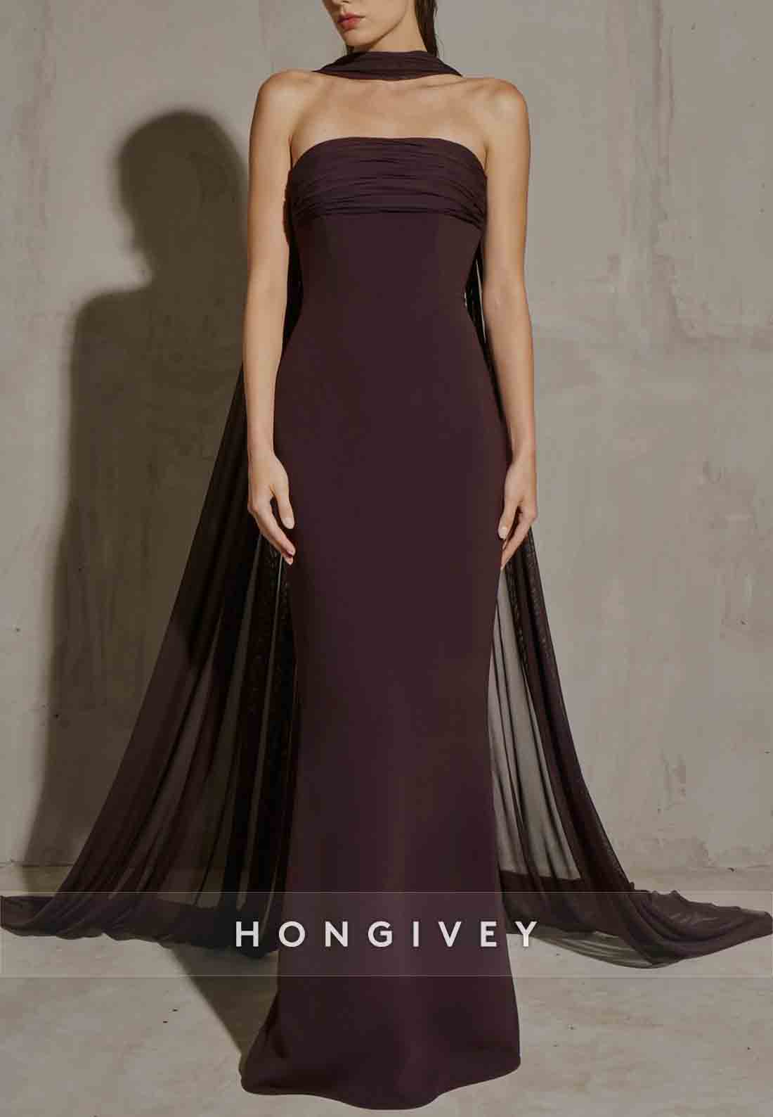 Elegant Brown Halter Simple Floor-Length Mermaid Evening Gowns