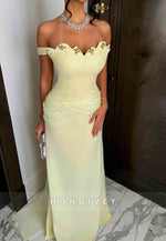 Floor-Length Off the Shoulder Scalloped Neck A-Line Evening Gowns