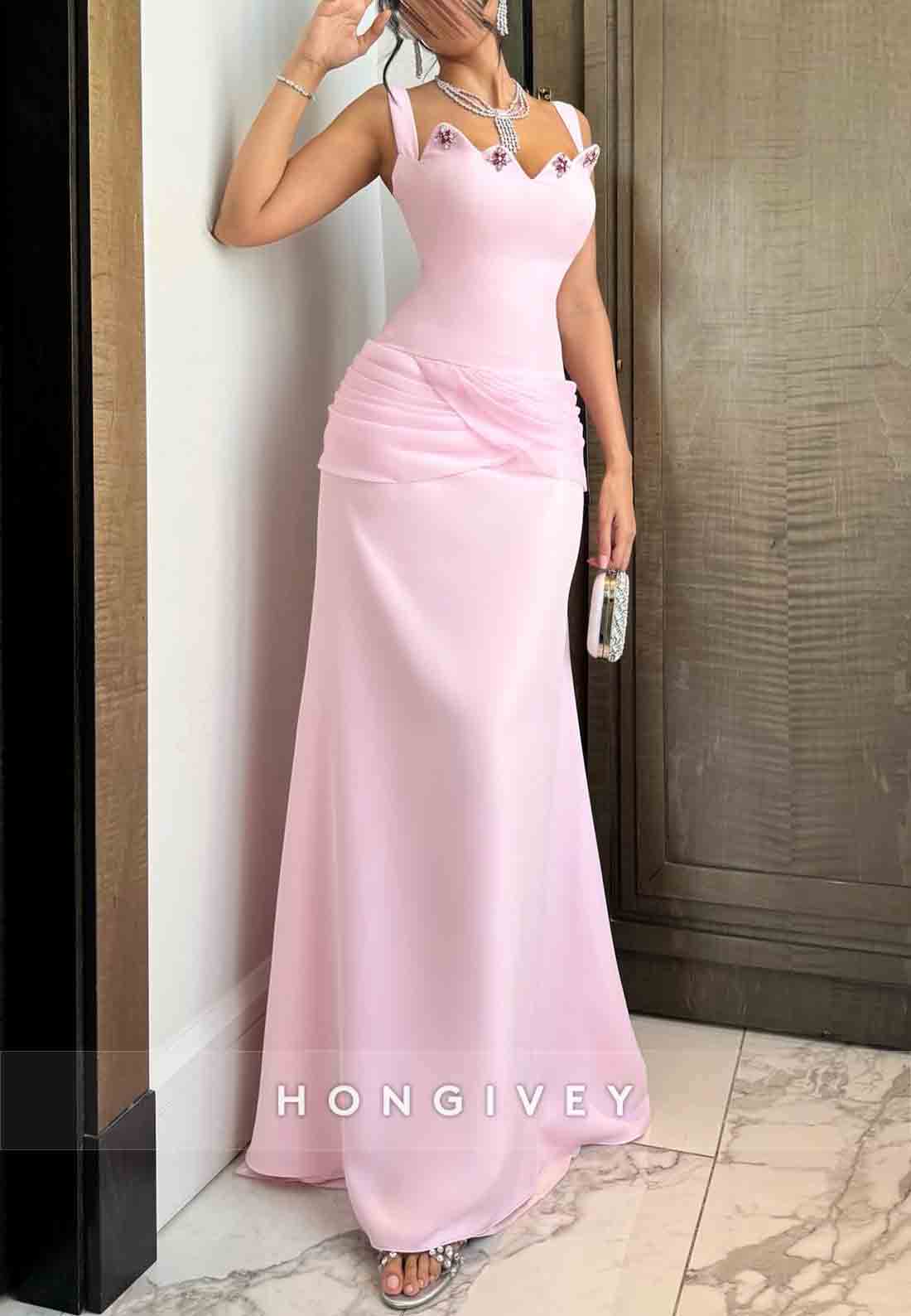 Floor-Length Off the Shoulder Scalloped Neck A-Line Evening Gowns