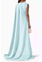 Sleeveless Evening Gowns Wedding Guest Jumpsuit Mother of Bride Dress with Cape