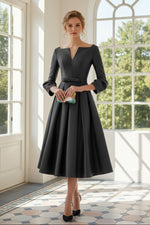 Satin A-Line Scoop Empire 3/4 Sleeves Mother of the Bride Dress