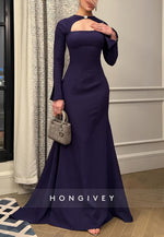 Bell Sleeves Long Sleeves Floor-Length Trumpet Evening Gowns with Tassel