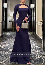 Bell Sleeves Long Sleeves Floor-Length Trumpet Evening Gowns with Tassel