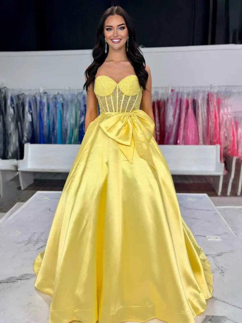 Lumidress Aqua Strapless Sweetheart Ball Gown with Beaded Bodice & Satin Skirt