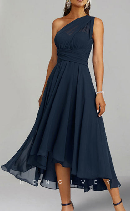 HM203 - A-Line One Shoulder Sleeveless Mother of the Bride Dress