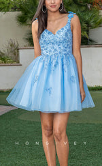 H1849 - A-Line Empire Spaghetti Straps Short Ball Gown/Homecoming Dress