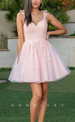 H1849 - A-Line Empire Spaghetti Straps Short Ball Gown/Homecoming Dress