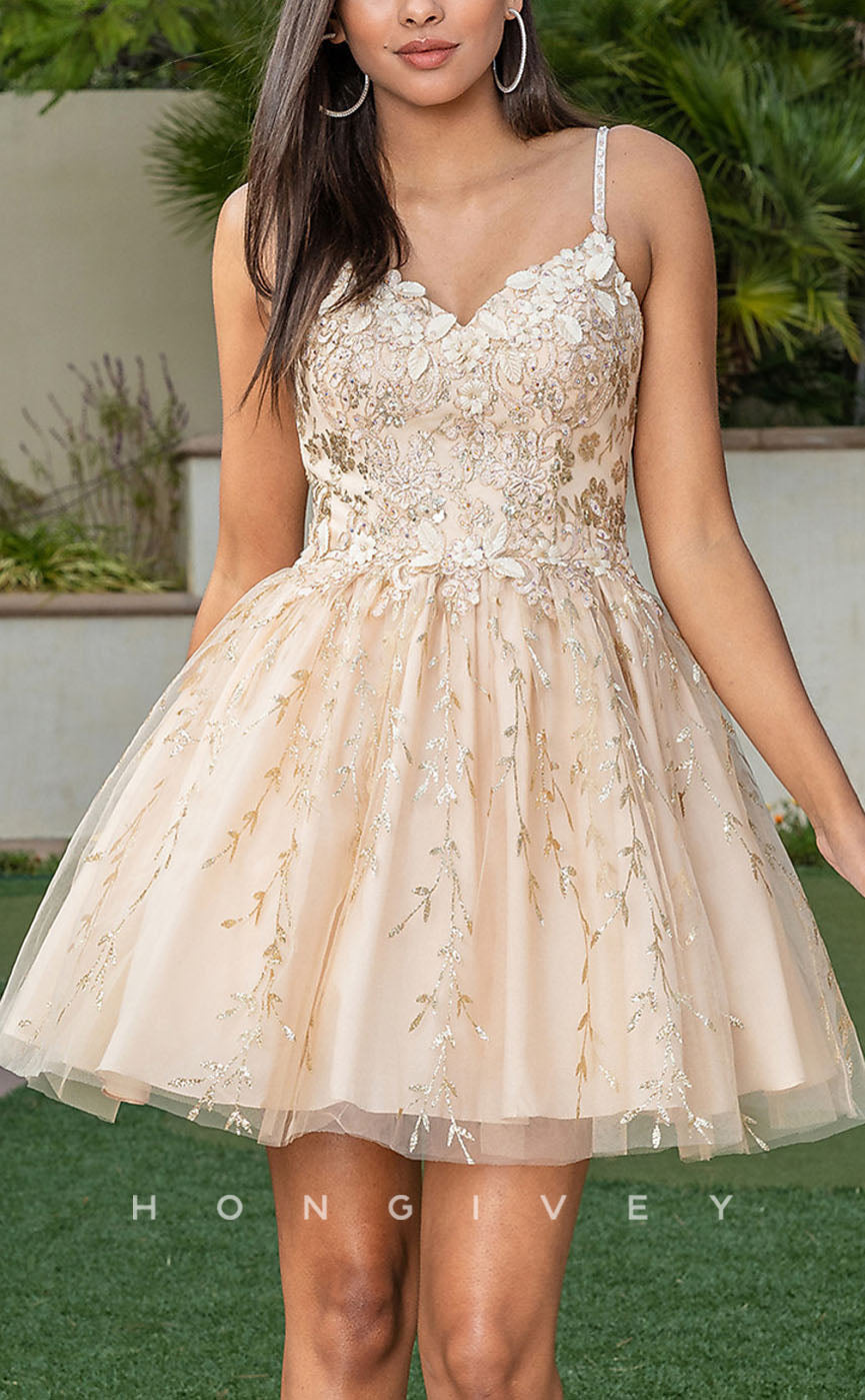 H1847 - A-Line Spaghetti Straps Short Ball Gown/Gradution/Homecoming Dress