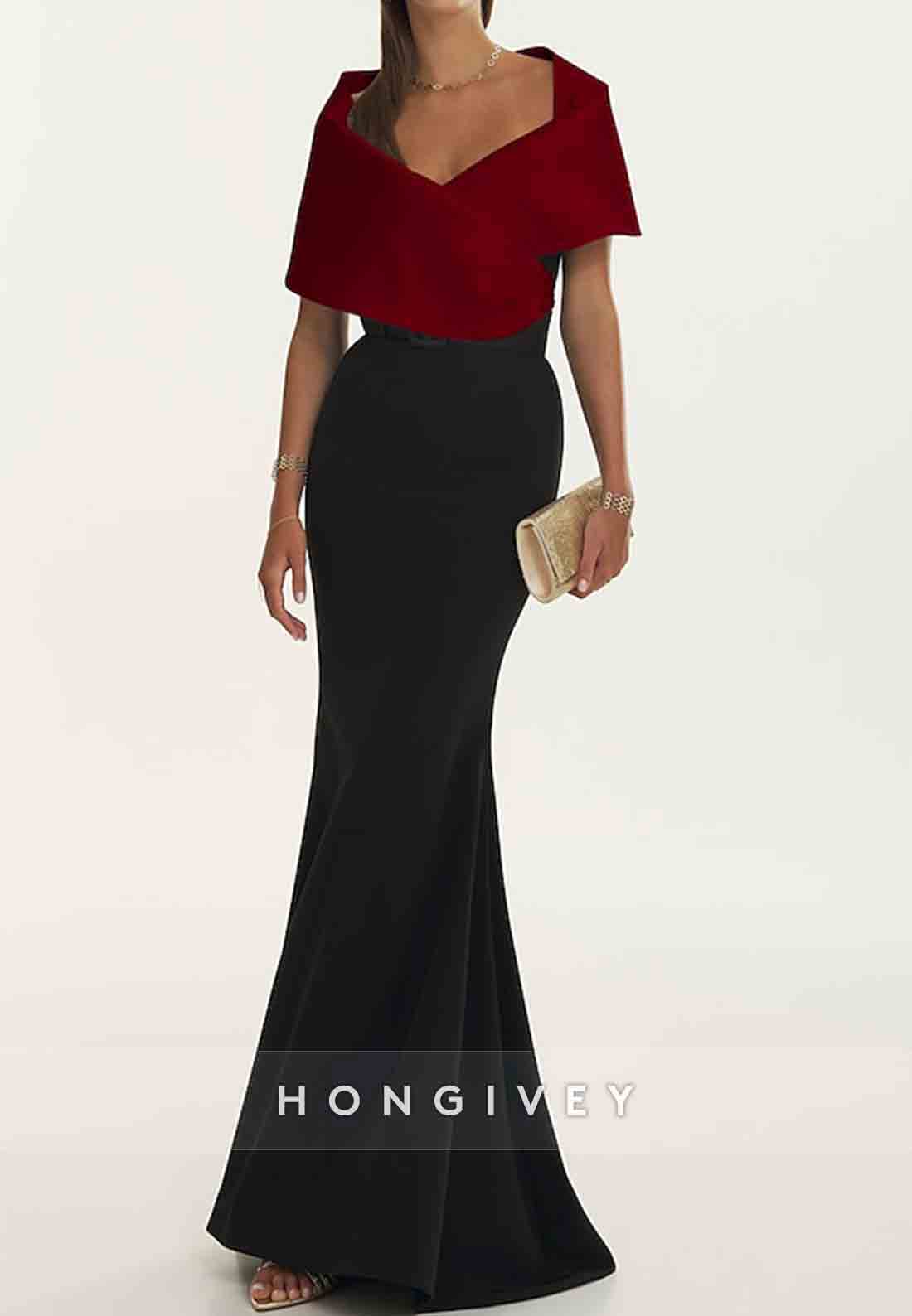 Simple Shawl Satin Floor-Length Wedding Guest Dress Mermaid Evening Gowns