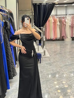 Off the Shoulder Beaded Sleeveless Mermaid Ruched Evening Dress Floor-Length
