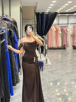 Off the Shoulder Beaded Sleeveless Mermaid Ruched Evening Dress Floor-Length