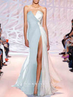 Simple Sweetheart A-line Evening Gown Side Slit