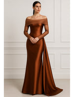 Off the Shoulder Long Sleeve Mermaid Formal Women Evening Dress