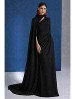 A-Line Floor Length Ball Gown with Cape Evening Gown Shwal
