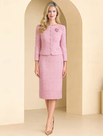 Pink Long Sleeve Flowers Mermaid Knee-Length Formal Evening Dress