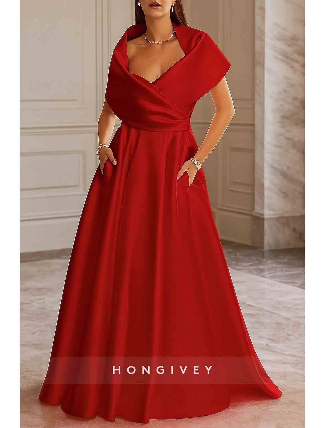Floor-Length Off the Shoulder A-line Evening Dress