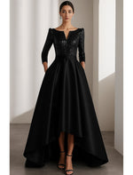 Sparkle Sequins A-Line 3/4 Sleeve Floor-Length Evening Dress