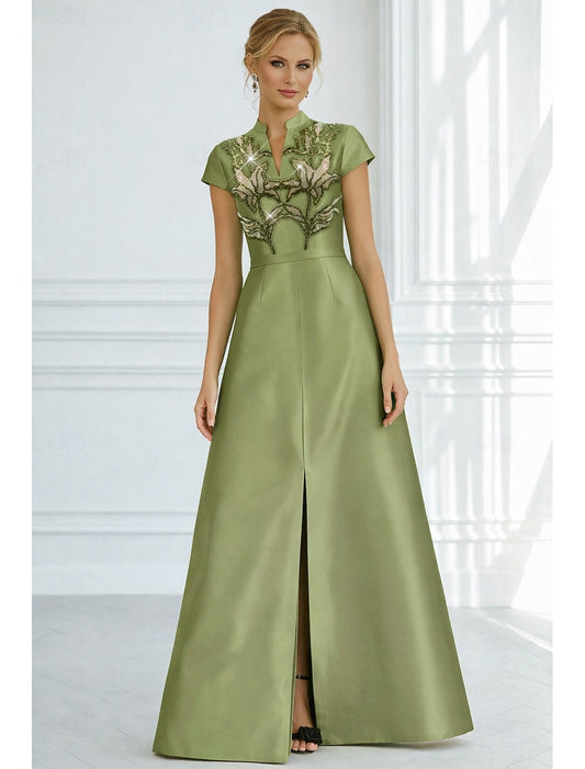 Sequins Sparkle Applique Evening Gown A-Line Mother of the Bride Dress