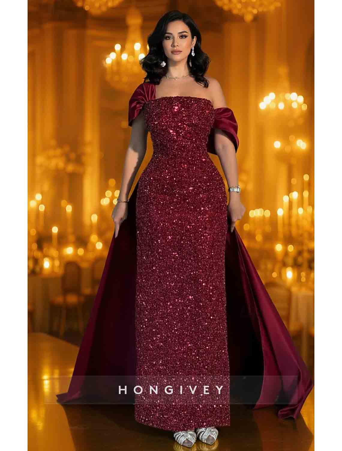 Off the Shoulder Mermaid Detachable Evening Dress