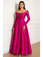 Elegant Off the Shoulder Long Sleeve A-Line Evening Dress