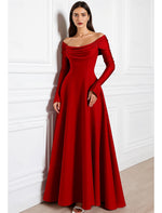 Elegant Off the Shoulder Long Sleeve A-Line Evening Dress