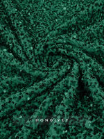 Sequins Feather Long Sleeve A-Line Slit Evening Dress