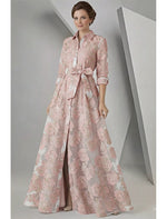 Flowers Floral Print 3/4 Sleeve A-Line Women Evening Dress