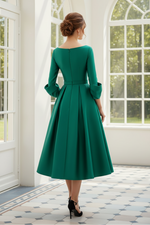 Satin A-Line Scoop Empire 3/4 Sleeves Mother of the Bride Dress