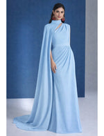 A-Line Floor Length Ball Gown with Cape Evening Gown Shwal