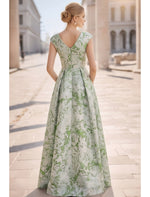 A-Line V-Neck Sleeveless Flowers Floral Print Side Slit Evening Dress
